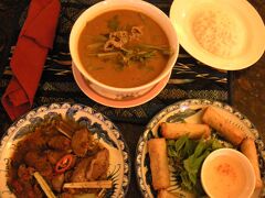 スパイシークメールスープ
アヒル（鴨？）の炒め物
揚げ春巻き