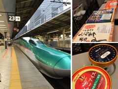 　出発は東京駅から。６時２８分発の「はやて」利用
　休暇の日程がギリギリまで不明、かつ実際取ることができたのが８月１５日の土曜からという都合上、旅は２泊３日のスケジュール、しかも鉄道を使っての旅となりました。航空便にすると１４時羽田発で旅行代金約３０万。新幹線なら１２時半函館着でその半額。これはもう鉄旅一択しかありません。
　そして新幹線で行く以上、駅弁とスジャータのアイスクリームは必須です。