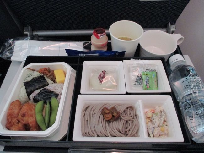 約５時間のフライトだから、すぐに機内食もやってきます。ｓｕｋｅｃｏは「おにぎり弁当」。これ、シンプルだけど、当たり！でした。