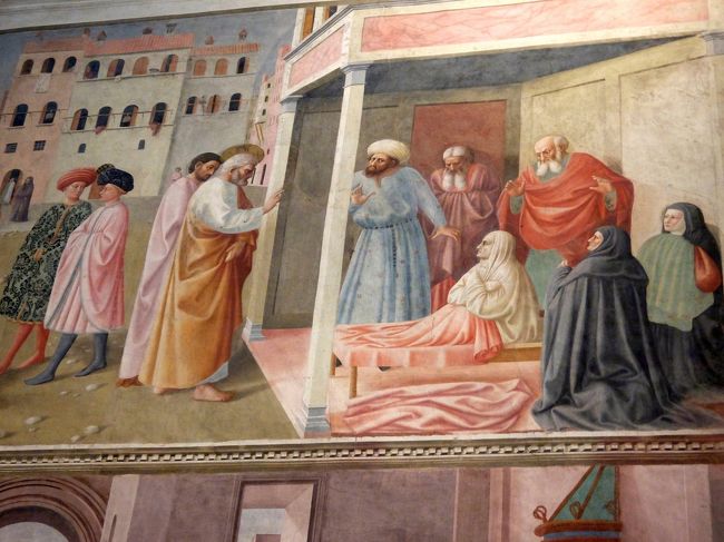 「タビタを蘇生させる聖ペテロ」<br />マザッチョ、マゾリーノの共作。<br />１４２５年頃の作品。