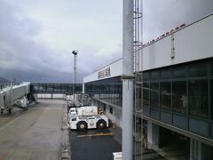 出雲縁結び空港に到着しました。
ちょっと曇ってはいましたが、雨は降っていないようです(・〜・)。