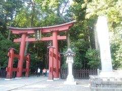 彌彦神社到着．16:00を回っていた．
越後国一宮．主祭神は天香山命，弥彦山を神体とする．
まずは一之鳥居．
1916(T5)年建造，木造，銅板葺(笠木)，四脚建て両部鳥居，国登録有形文化財．
左側には登録有形文化財の制札台がある．