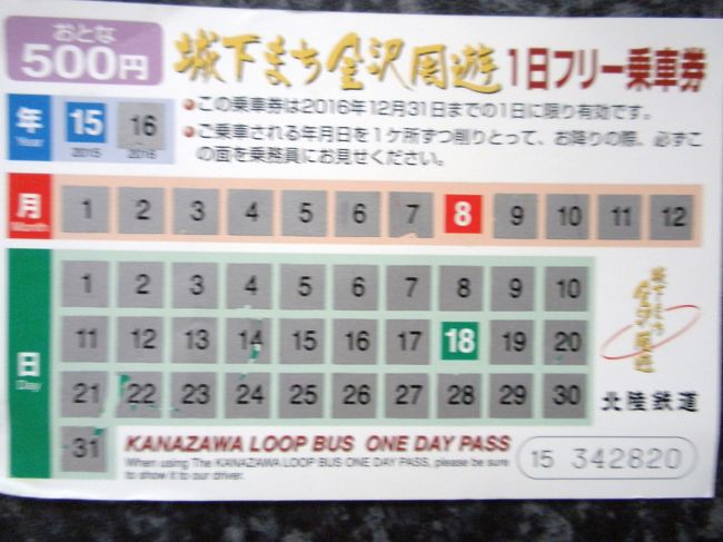 バスの１日フリー乗車券を購入しました。