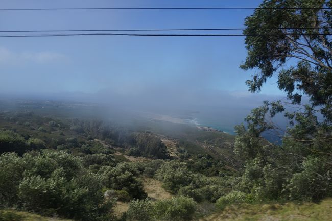 いきなり飛びます。<br />４０分くらいでカスカイスに着きました。バスターミナルは駅を出て右、道を挟んだ建物の半地下みたいなところにあります。あれは分かりづらい。運転手にロカ岬を経由するかどうか確認をして、４０３のシントラ行きに乗ります。<br />写真は途中の窓から撮った風景。くねくねとした山道を登ったり降りたり。だんだん霧がでてきました・・・。