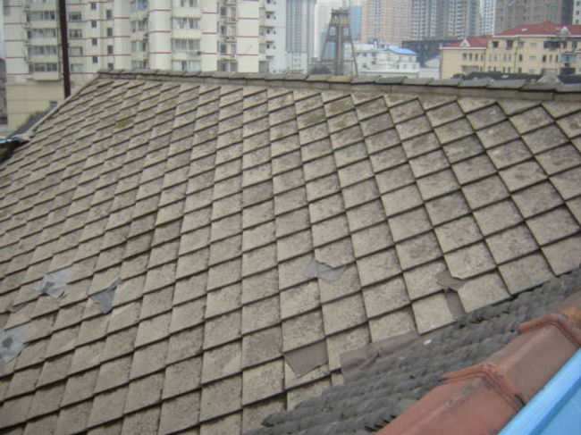 こちらは、和式洋館の屋根。瓦も日本製で中国にはない屋根なんだそうです。<br />