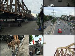 ■雄大なロンビエン橋

  二日目の朝、朝食を終え暑くなる前に
  ロンビエン橋を見るために散歩に出掛けた。

  ハノイの街はすでに活動を始め、沢山のバイクが勢いよく行き交っていた。
　
　ホテルから30分ほど歩いた頃、やっと見えて来た。
  ロンビエン橋は老朽化が進んでいるものの、堂々たる風格があった。
　渡ってみたかったが乗り口が見当たらなかった
 
