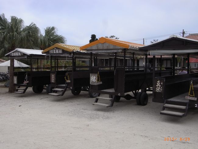 水牛車に、牛の名前が書いてあるよ。