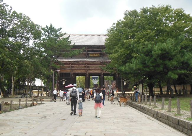 唐招提寺観光後バスで東大寺へ。南大門から大仏殿へと歩く。いつ来ても沢山の観光客でにぎわっている。