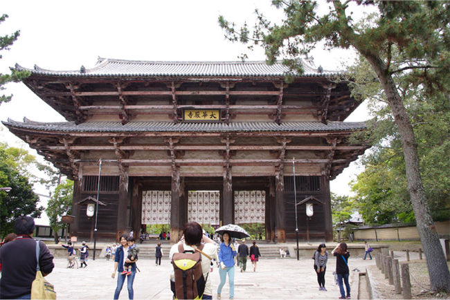 鹿の波をかき分けながら南大門からはいりまーす。<br />もちろん国宝でございます。国最大の山門だそうで、なるほど…とても立派。<br />