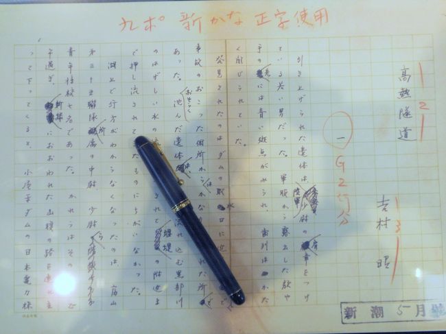 自筆原稿と、万年筆です。