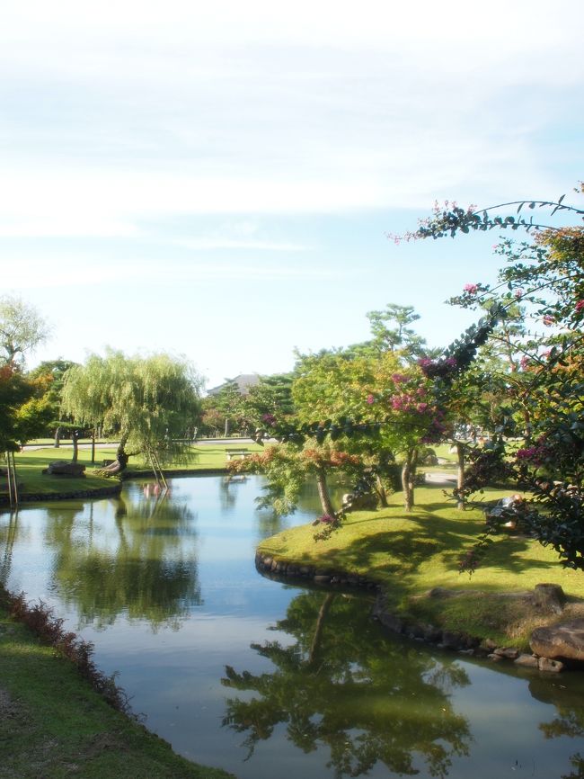 ベンチで熟睡するおっちゃん（右端）を撮っただけで<br />素敵な景色が撮れた、奈良公園。