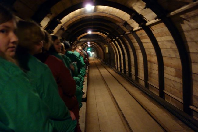 意外と怖かったのが帰りのトロッコ列車。<br />薄暗く低い天井の中を猛スピードで出口まで向かうので、背が高い人は首が折れるんじゃないかとヒヤヒヤ。<br />日本だと安全バーやシートベルトがありそうな所、ここはオーストリア。何にもありません！でもそんな大らかさも面白い！