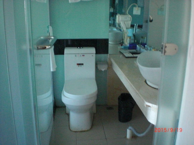 部屋の洗面所。水漏れがしていて、床がベトベト。部屋中掃除が行き届いて無くて不潔でした。ベッドメイキングとタオルは毎日変えてくれてたので、それが唯一救いでした。
