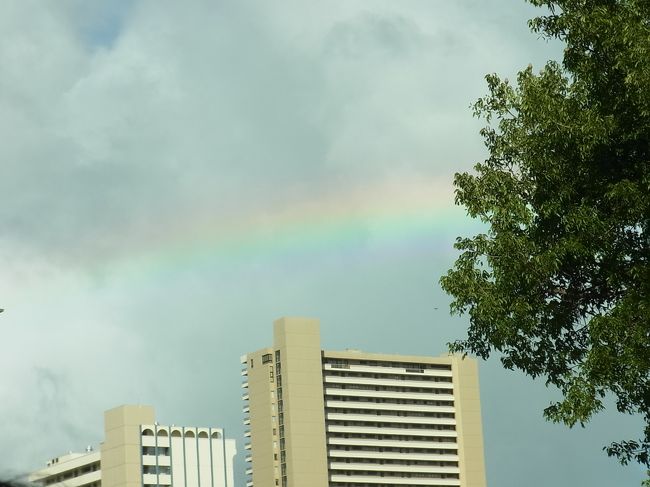 ホノルルに近づいたところで虹発見＾＾