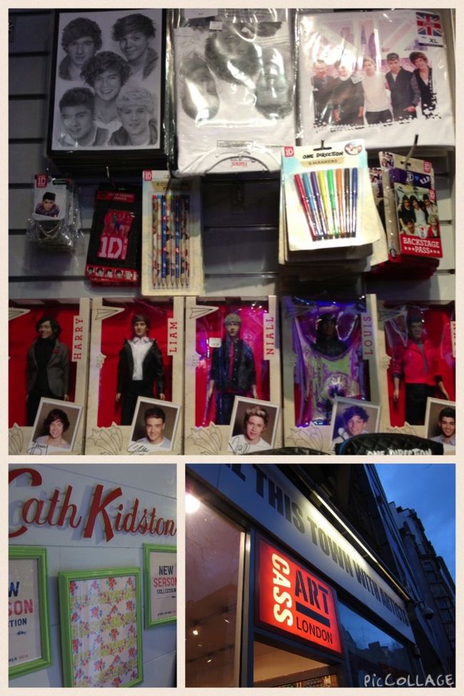街のお土産屋さんで見つけた、ワンダイレクショングッズ。<br /><br />イギリスだからと、キャスキッドソンでお土産を購入。<br />ハンドクリームとかがお手頃で、女の子へのお土産に最適。<br /><br />次の目的地を目指しながら、画材屋さんにも立ち寄りました。