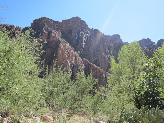 谷底から、頂上を見上げます。あそこから下って来たんですね。