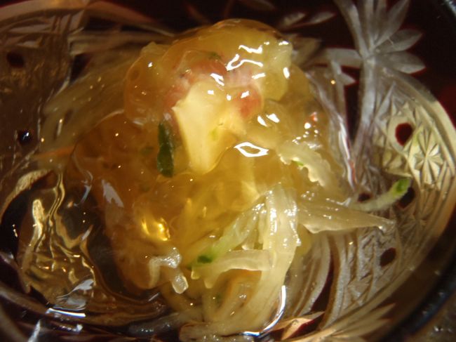 ウリ素麺の酢の物<br />ジェルのあんに酢が入っています。