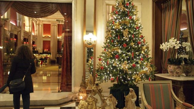 ホテルへ荷物を置きに戻ってくると、ロビーにクリスマスツリーを設置しているところでした。