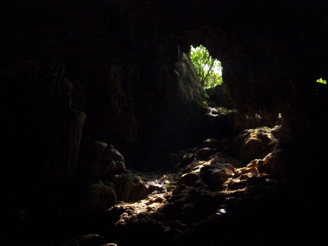 鍾乳洞の中はひんやりはしていません。<br />この鍾乳洞を発見した人は、この穴から見つけたとか。鍾乳洞はライトアップされていて中はかなり広いです。ぞろぞろ歩いていろいろな形の岩を見学。