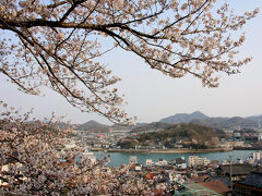 千光寺公園に着きました。なんとかまだ日の当たるうちに着くことができました。ちょうど桜も良い感じ。