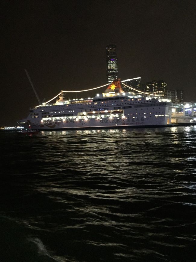 お約束みたいなものだがスターフェリーのナイトクルーズ。こんな安上がりのクルーズそう見つかるものではない。