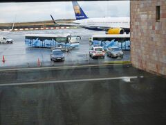１６：００（時差更に３時間）　ケフラヴィーク国際空港着

飛行機までのバスは氷河がデザインされていました
（私たちは乗っていませんけど）
