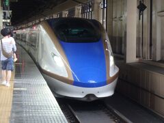 同行者との待ち合わせもあり、新幹線はJR大宮駅から乗車。
初めて乗るE7系の車両はカッコ良く見えます。
