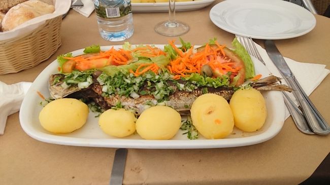 鯵の塩焼き。<br />醤油をもってくればよかった。