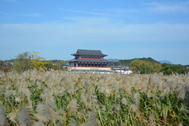 駅周辺はもう平城京の範囲内。<br /><br />復元された大極殿