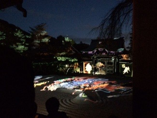 庭園ではプロジェクションマッピングが行われていました<br /><br />3分ほどの放映を繰り返しているので 混雑はしていますが 待ったら前で観ることはできます