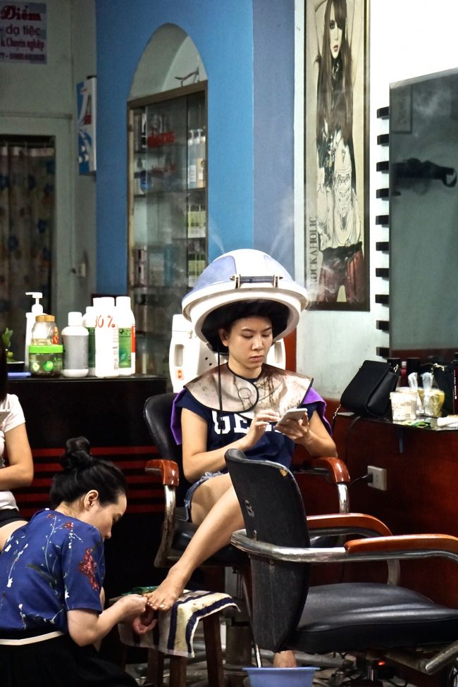 美容院も結構みかけます<br />頭からゆげがでている