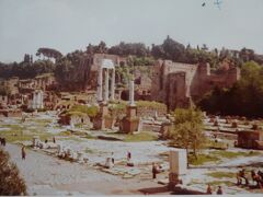フォロ・ロマーノ全景（中央の3本の柱はカストルとポルックス神殿）