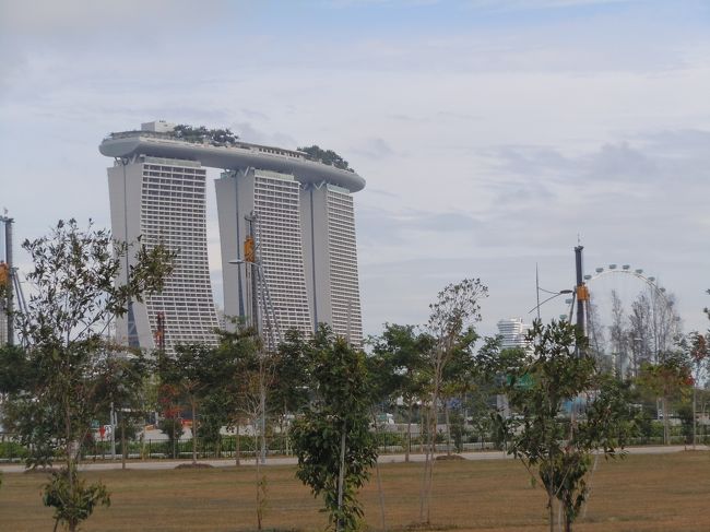 　駅を出るとマリーナベイサンズと巨大な観覧車が見えました。