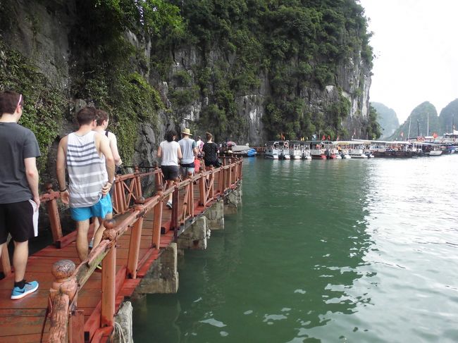 洞窟をでたらこの足場を通って船着場に行きます