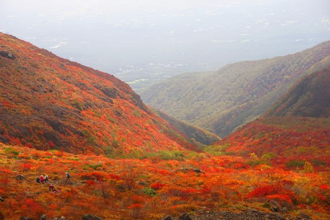 那須岳の真っ赤な紅葉