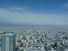 こちらは北大側。
雪が残っているのか全体的に白っぽい風景。
石狩湾ははっきりとみえない。