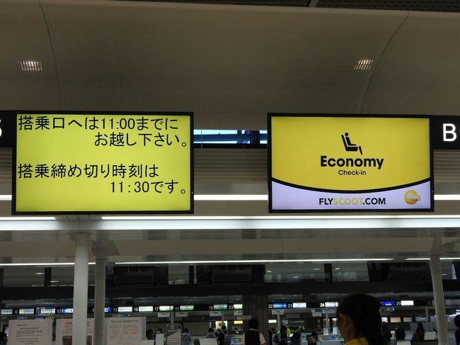 スクートのチェックインは出発３時間前からのスタート。<br />ちょっと広めの席を取りたかったので８時３０分には成田空港に着きたかったのに、６時３０分くらいに家を出るつもりが７時近くになってしまいました。<br /><br />空港乗り捨てができる民間駐車場を予約していたので、チェックイン開始には余裕で到着♪<br />(駐車料金3500円)