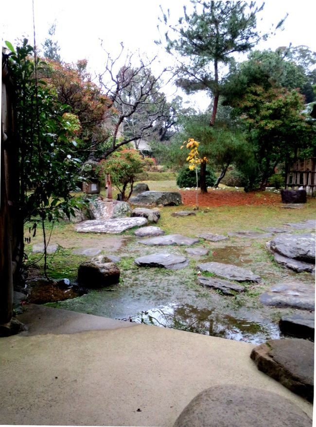 躙り口から逆に見ていますが　中央左が蹲です