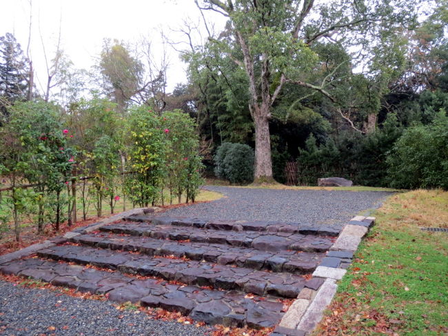 門を入ってすぐに二手に分かれます　右手へ　池をめぐって　寄り付き待合へ<br />となります