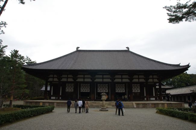 国宝唐招提寺金堂です。<br />鑑真の弟子が建てた建物で、現存する奈良時代最大の貴重な建物なんだそうです。<br /><br />金堂の中には国宝千手観音立像が安置されています。この千手観音立像は非常に立派なものでした。撮影禁止なのが残念。。