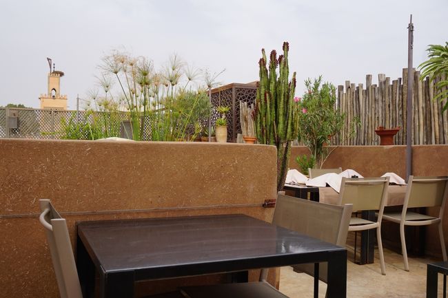 朝食会場。屋上テラスでいただきます。