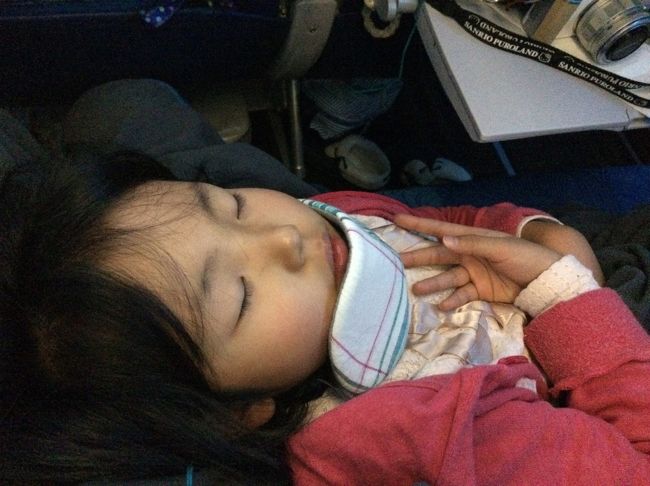 そして、娘は横になって爆睡〜<br />ここでの睡眠大事だからね。笑<br /><br />少し微熱になってきた模様。。<br />なんとか元気でありますように。。