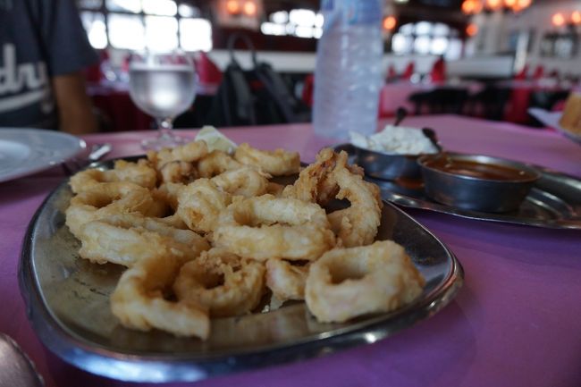 その後も、「ふれあい街歩き」に出てきた港を見つけて…<br /><br />「人の写真はいけない。」<br />と気をつけて、猫写真を撮っていたら…港湾警備？警察？の人に、「人はダメだよ。猫はいいよ。」と確認されました。絶対服従の姿勢を見せようと、撮った猫写真をその場で消したけど、今思えばもったいなかったなぁ〜…「日本？」とか聞いてくれて、外国人がもめ事に巻き込まれないように配慮してくれたんだと思う。<br /><br /><br />港のあたりをうろついたあとに、「ポール・ド・ペッシュ」へ。カラマリやら。