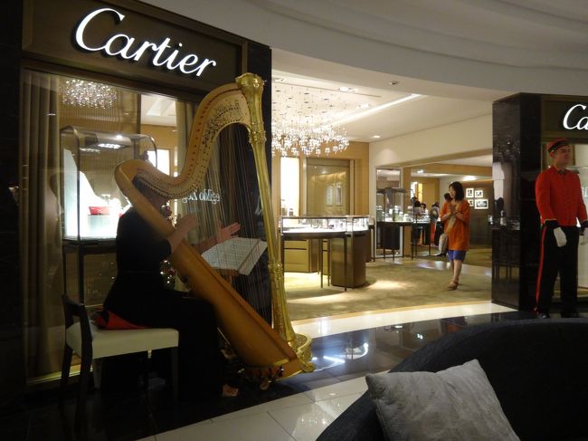 カルティエの前で生ハープ演奏していました。<br />生まれて初めて生ハーブを弾いているところをみた。しばし聴き入りました。