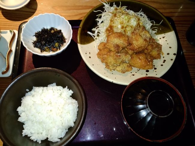 注文した唐揚げ定食です。かなりのボリュームがありお腹一杯になりました。