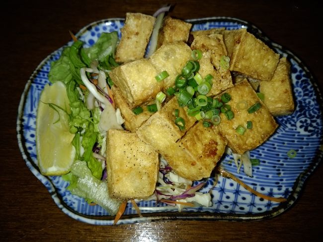 島豆腐のガーリック炒めです！ニンニクか効いて「うまし！」です。