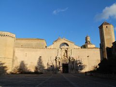 少し遅めの昼食の後は同じタラゴナ県にあるポブレー修道院へ。

12世紀に建てられたシトー派修道院で、１９９１年にユネスコの世界文化遺産に登録された。スペインでは最大規模の修道院の一つ。先ほどのValls（バイス）からは車で３０分ほど。

ポブレー修道院の公式サイト
http://www.poblet.cat/index.php?Ng%3D%3D&LDIy

ワイン畑を抜け、ポブレー修道院に到着。
駐車場に車を停め、2つの門をくぐって写真のところまでやってきた。全体の敷地は結構広い。