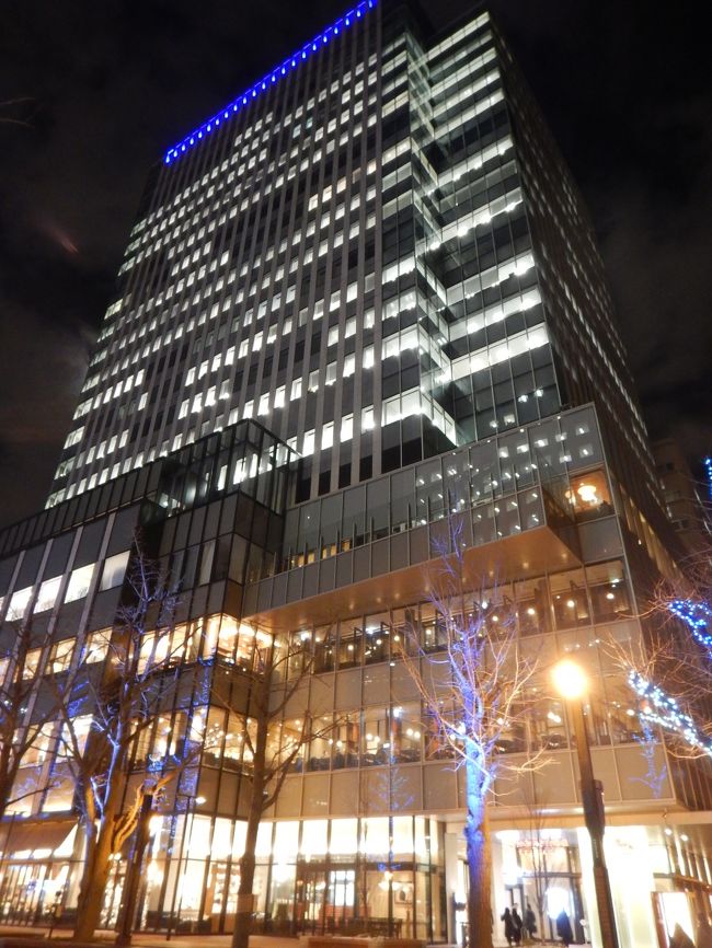 この右手にあるビルの低層階が赤レンガテラスとなっています。<br />ちょっと入ってみました。<br />5階に眺望ギャラリーがありますが、この日は積雪のため<br />テラスに出れなくなっていました。