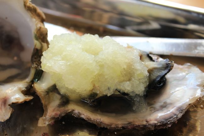 大根おろしを持ってきてくださった方がいて、お世話人さん持参のポッカレモン、醤油、ピザソースの調味料や、持参した和風ドレッシングかけて、どんどんいけます＾＾<br /><br />勿論そのままでも塩味があるので、美味しいです。<br />ドレッシングはサラダみたいな味に。<br />調味料が変わると、ピッチが上がります(^^ゞ