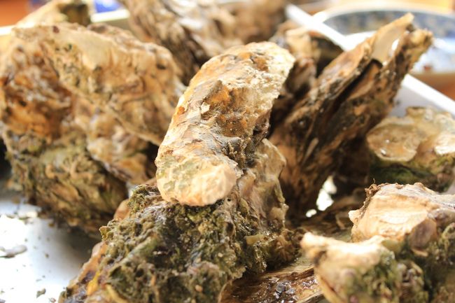 出来上がった蒸し牡蛎。<br /><br />ジューシーで、とても美味しかったです。